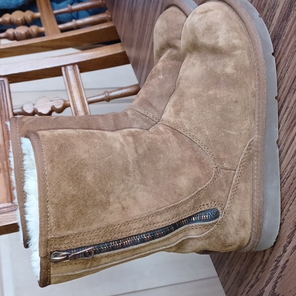 UGG Womens Knightsbridge Tan Back Zip Suede/leather Boots Size 6 - Picture 1 of 8